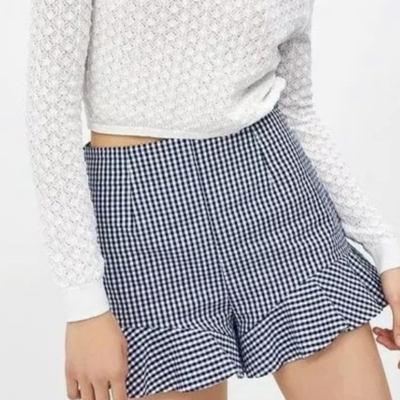 ZARA Gingham Ruffle Shorts - Picture 8 of 9